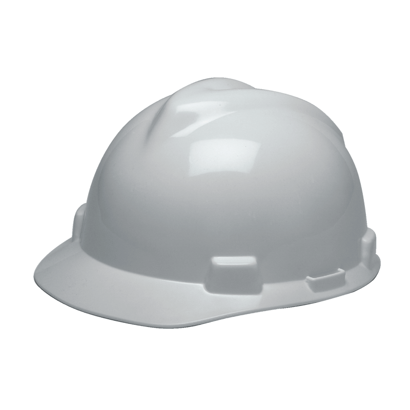 Casco de construcción blanco sobre fondo liso
