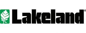 Logotipo de Lakeland con icono de hoja verde y texto negro sobre fondo blanco.