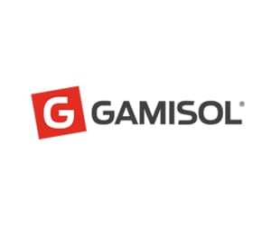 Logotipo de GAMISOL con un cuadrado rojo y una “G” blanca junto a texto negro sobre fondo blanco.