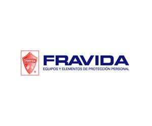 FRAVIDA logo with red shield icon and blue text, “Equipos y Elementos de Protección Personal”