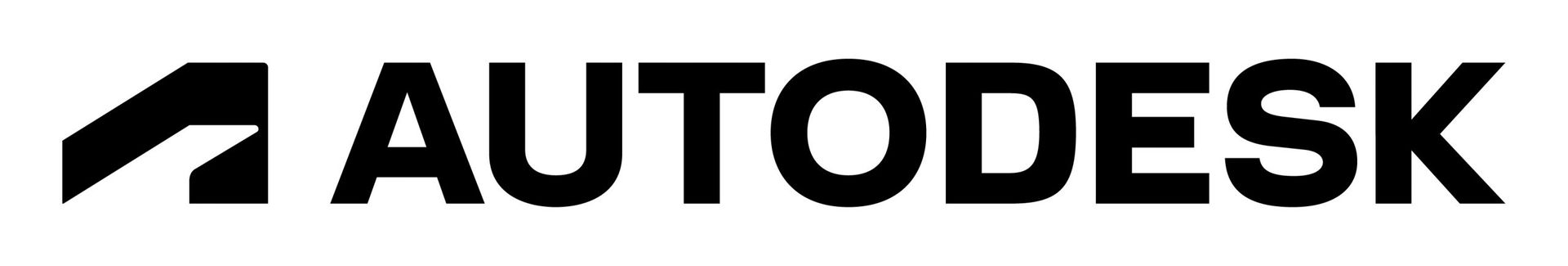 Logotipo de Autodesk: texto negro y una forma de
