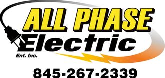 All Phase Electric logo with yellow and black text, orange swoosh, and phone number 845-267-2339