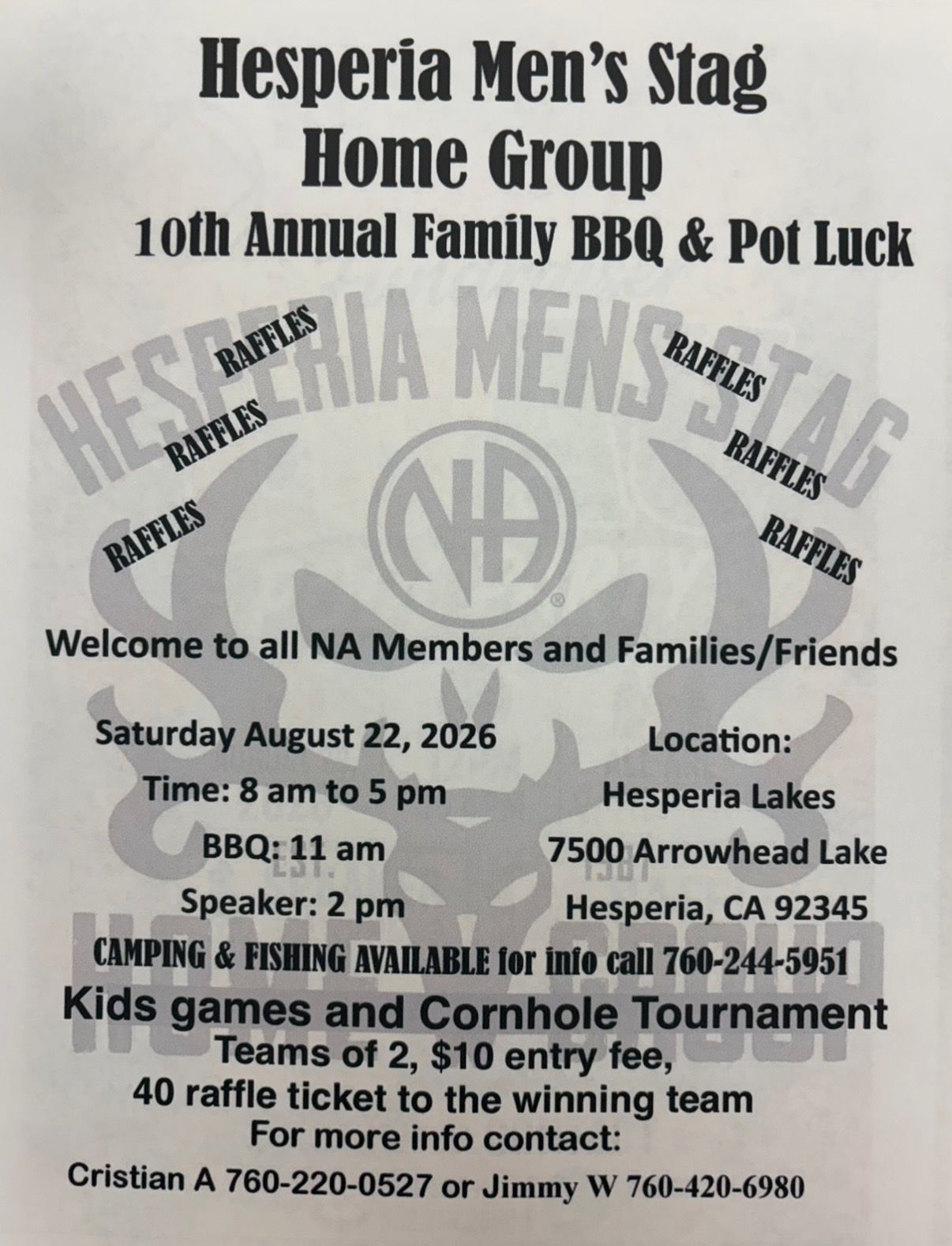 NA GMA Mens Stag BBQ