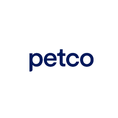 Un logotipo de petco azul sobre un fondo blanco.