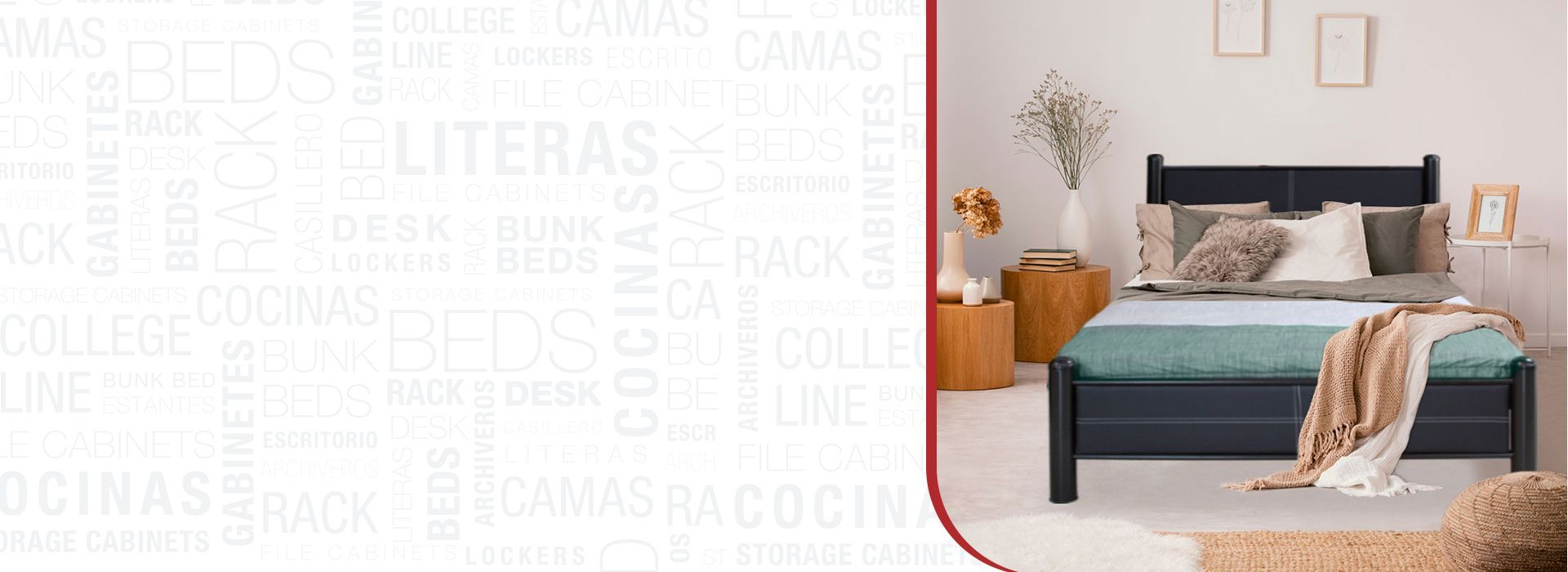 Un dormitorio con cama, mesas de noche y alfombra.