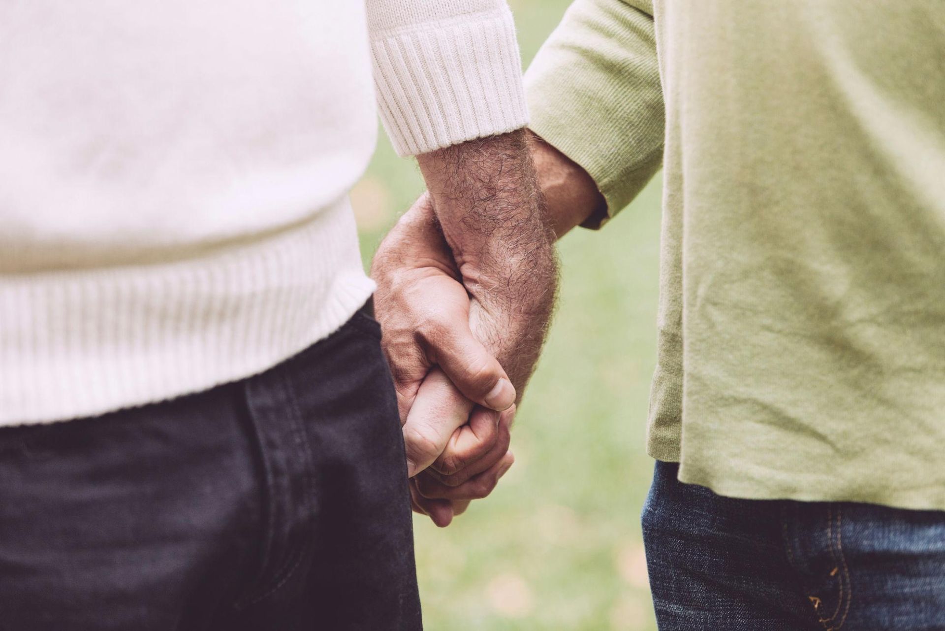 A couple holding hands