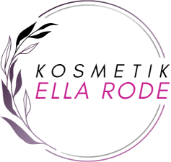 Ein Logo für Kosmetik Ella Rode mit einem lila Blatt in einem Kreis.