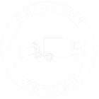 A line drawing of a man pushing a truck.