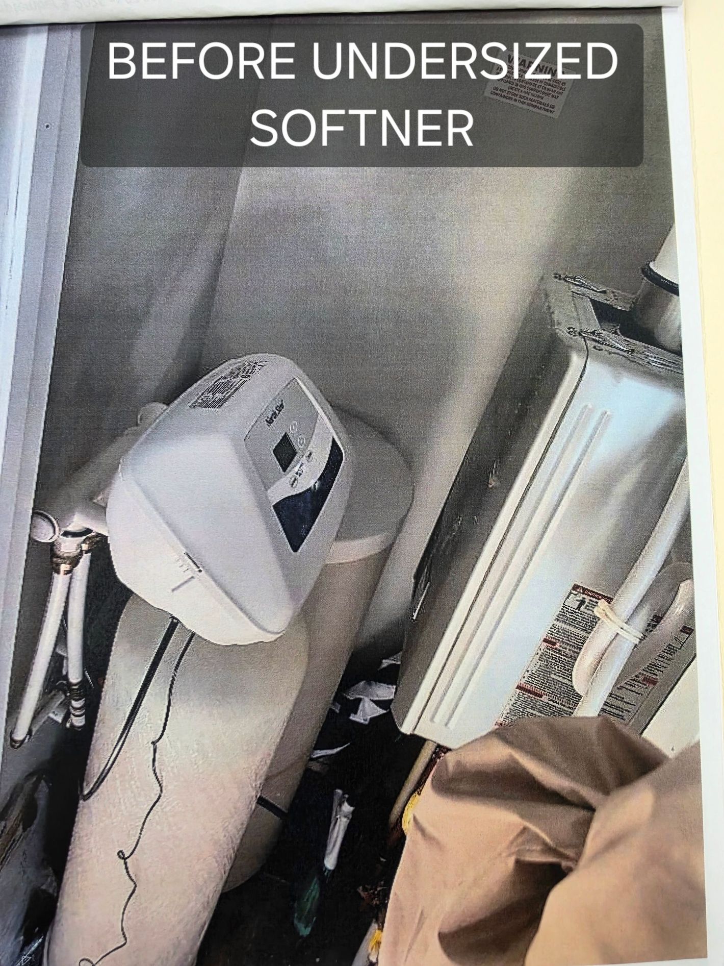 Before picture of an undersized water softner