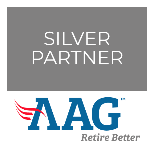 AAG logo with a gray box reading 