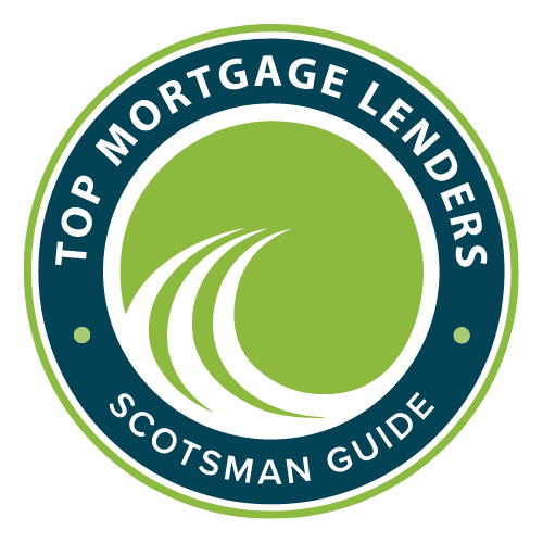 Top Mortgage Lenders badge from Scotsman Guide, green and blue circle logo.