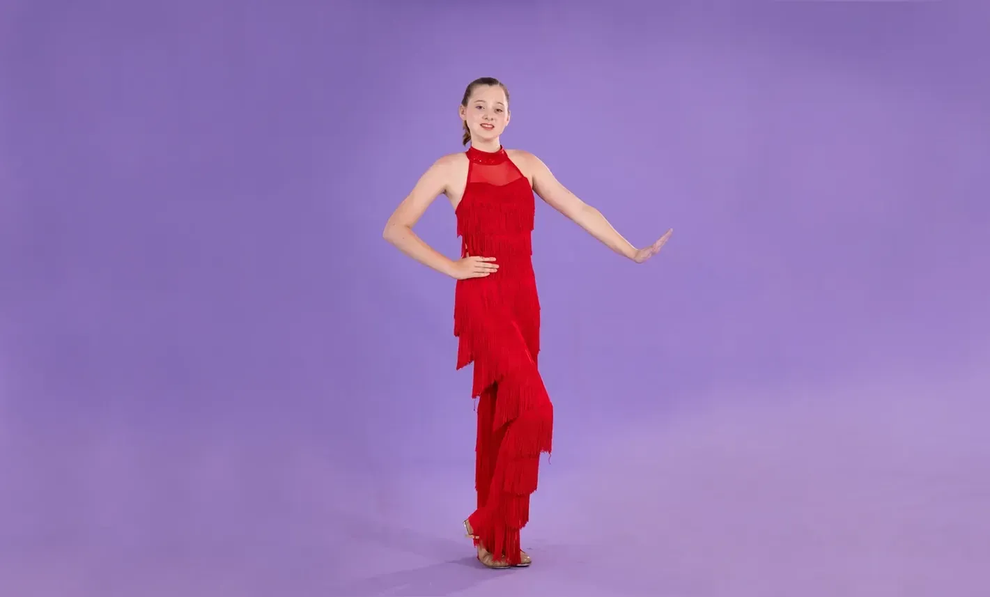 A Young Girl Is Wearing A Red Jumpsuit With Fringe — International Dance Affair In North Mackay, QLD