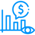 Bar graph with dollar sign icon and eye icon.