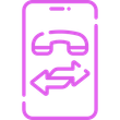 Pink phone icon with a phone receiver and arrows, indicating call forwarding.