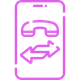 Pink phone icon with a phone receiver and arrows, indicating call forwarding.