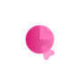 Pink pie chart with a translucent arrow pointer.