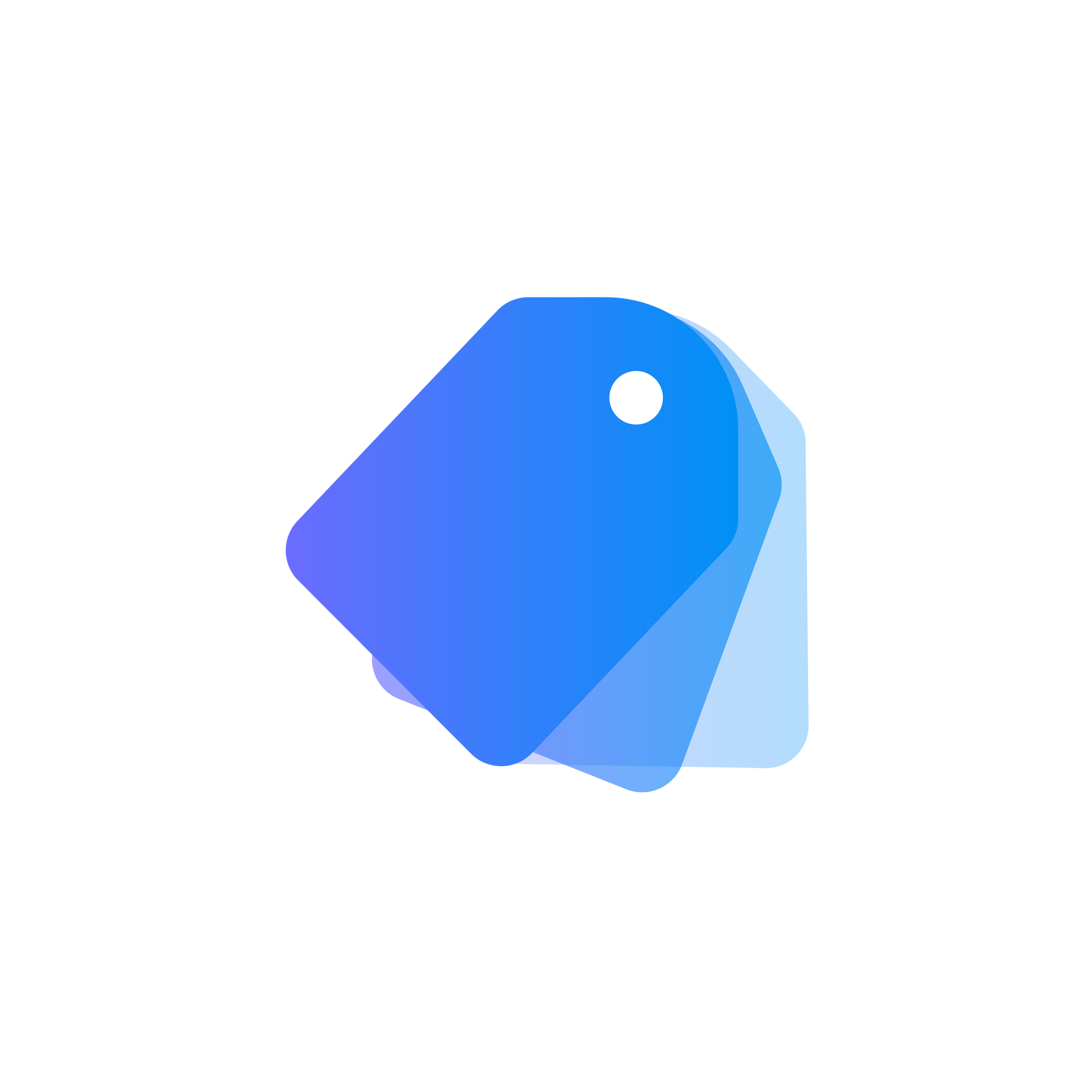 Blue price tags with a gradient, overlapping to imply multiple options.