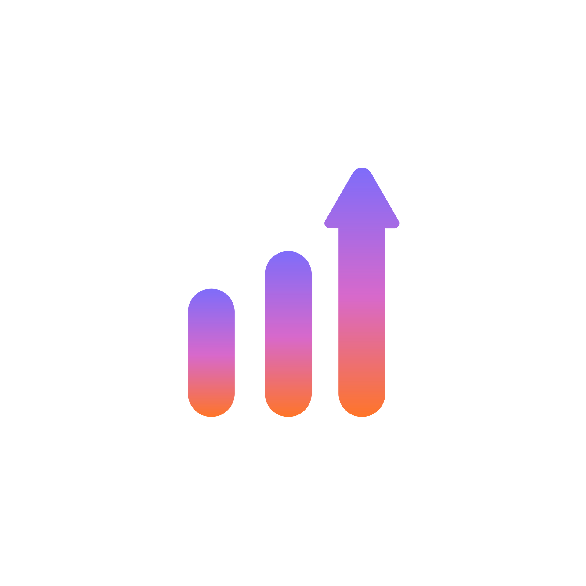 Gradient purple and orange upward trending chart.