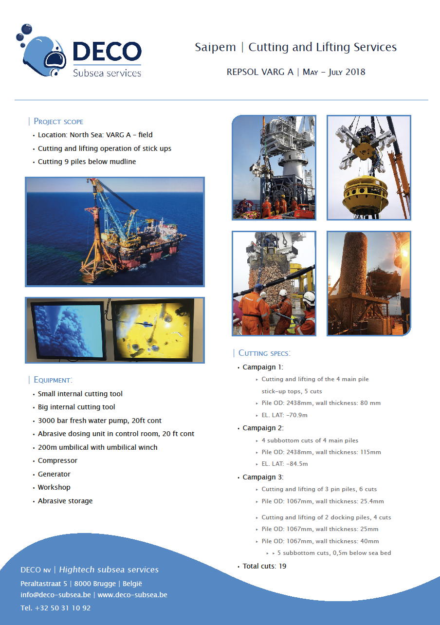DECO Newsletter: Offshore drilling operations, equipment, and divers.