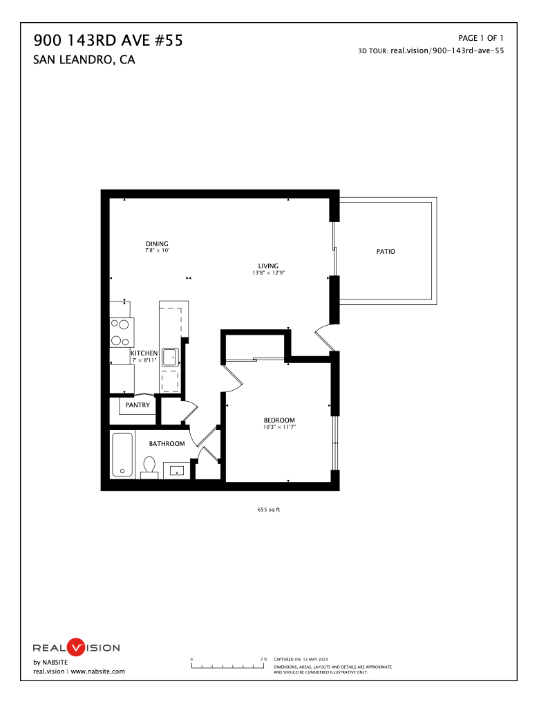 1 bedroom apartment floorplan parkside commons with patio