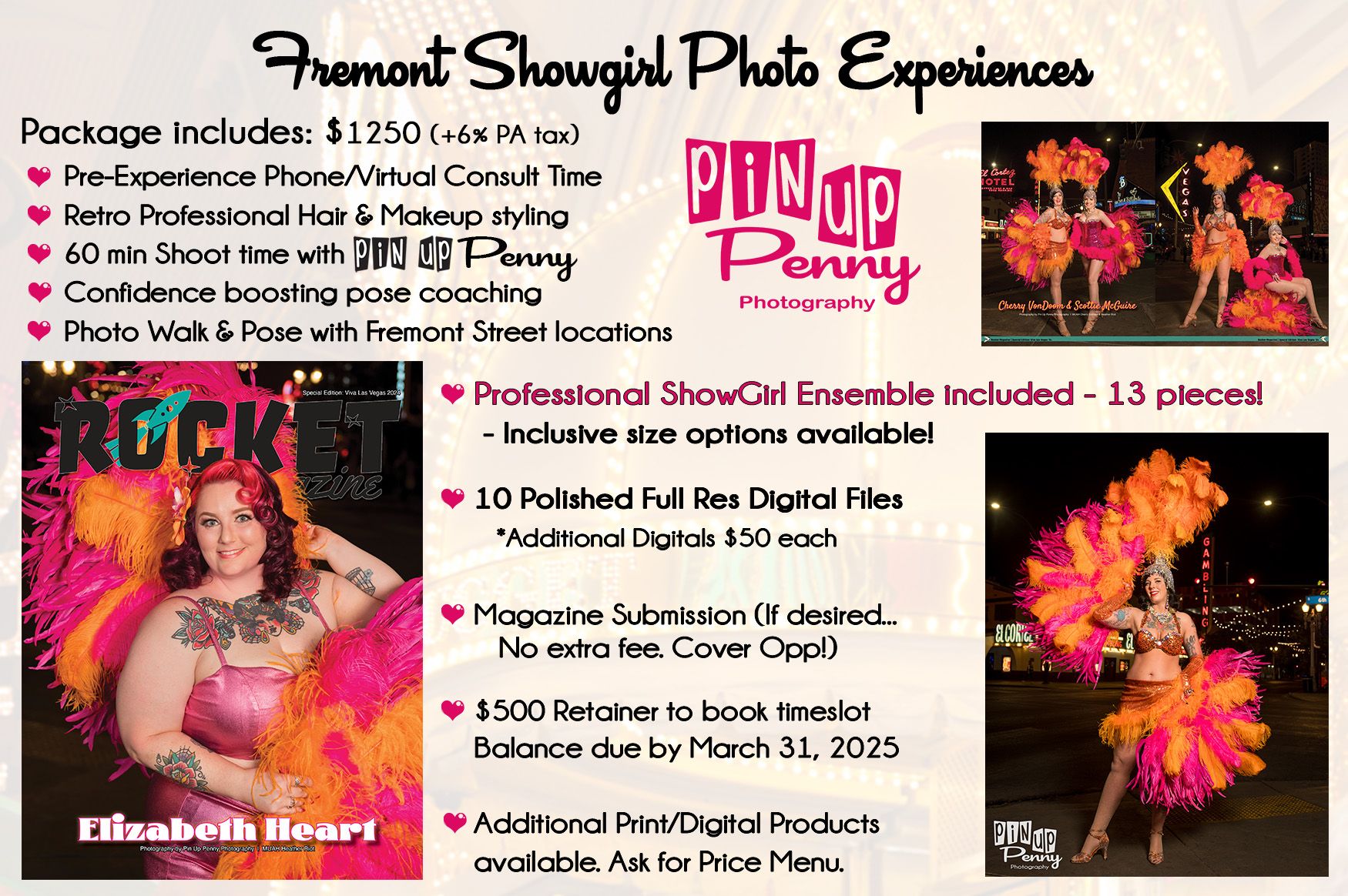 Fremont Street Las Vegas Showgirls packages by Pin Up Penny Photography