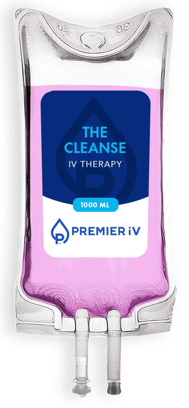 IV bag with pink liquid; label says