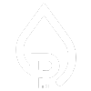 White outline of a stylized teardrop shape, possibly a logo, with a smaller central shape and