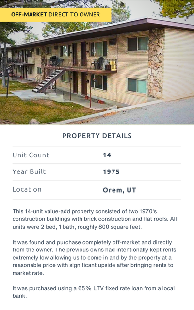 Orem utah 14 unit multi family apartment building