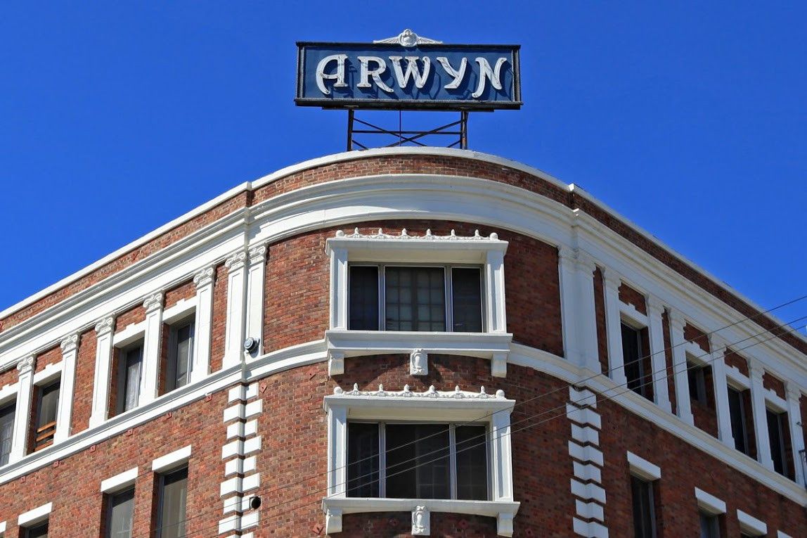 Brick building corner with 