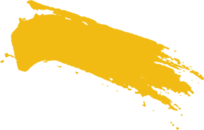 a yellow paint brush stroke on a white background