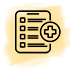 an icon of a checklist with a cross in a circle .