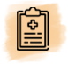 an icon of a clipboard with a cross on it .