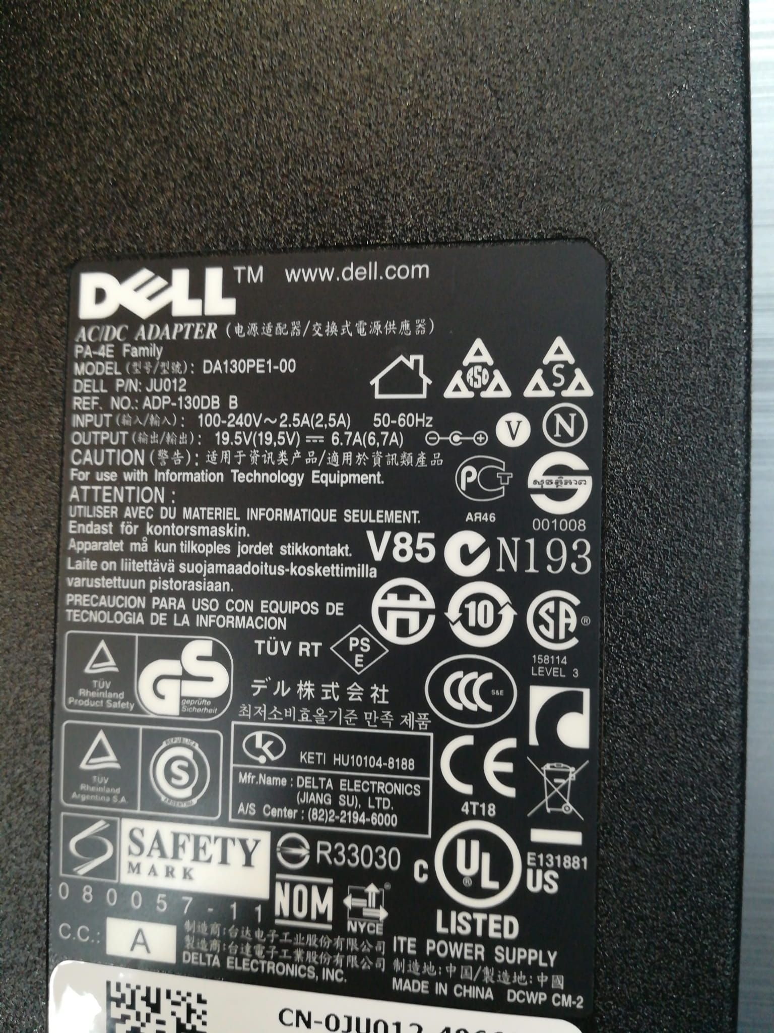 PA-4E Originele DELL LAPTOP AC ADAPTER 130W DELL