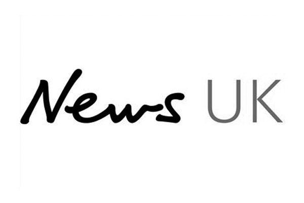 A black and white logo for news uk on a white background.