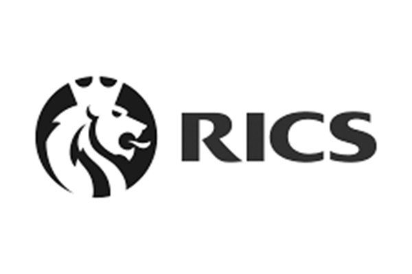 A black and white logo for rics with a lion in a circle.