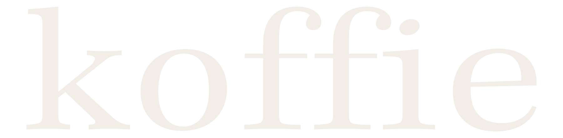 Pale beige “koffie” text in a serif font on a white background.