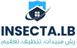 Logo for Insecta.LB pest control service, blue shield with house and curved line, text below: