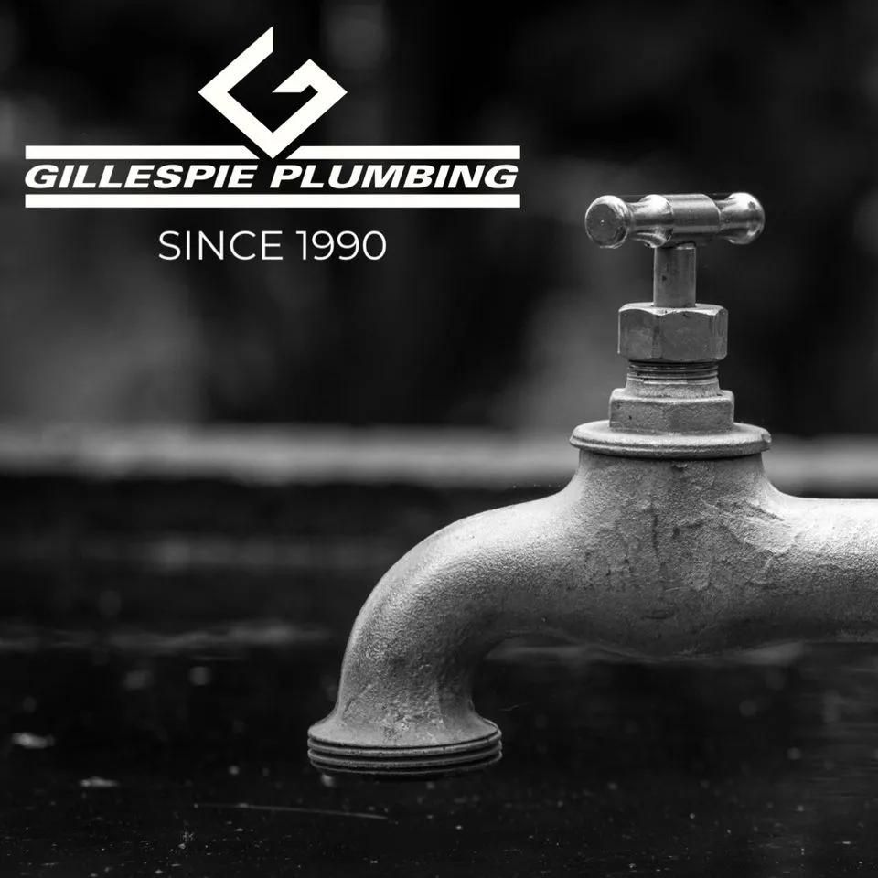 A Black and White Photo of A Faucet that Says Gillespie Plumbing Since 1990 — Gillespie Plumbing in Grafton, NSW