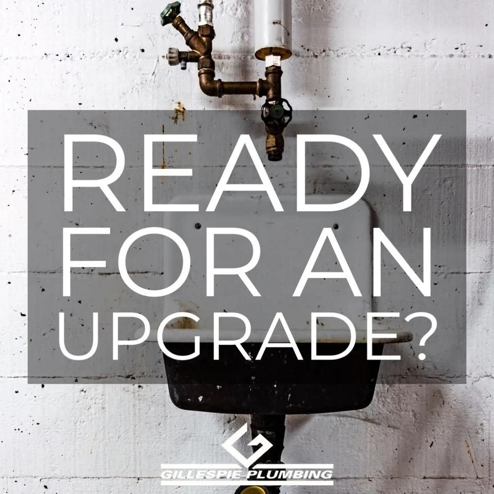A Sign that Says Ready for An Upgrade on It — Gillespie Plumbing in Grafton, NSW