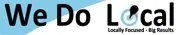 A blue and white sign that says `` we do local ''