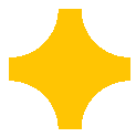Forma di diamante giallo con lati curvi.