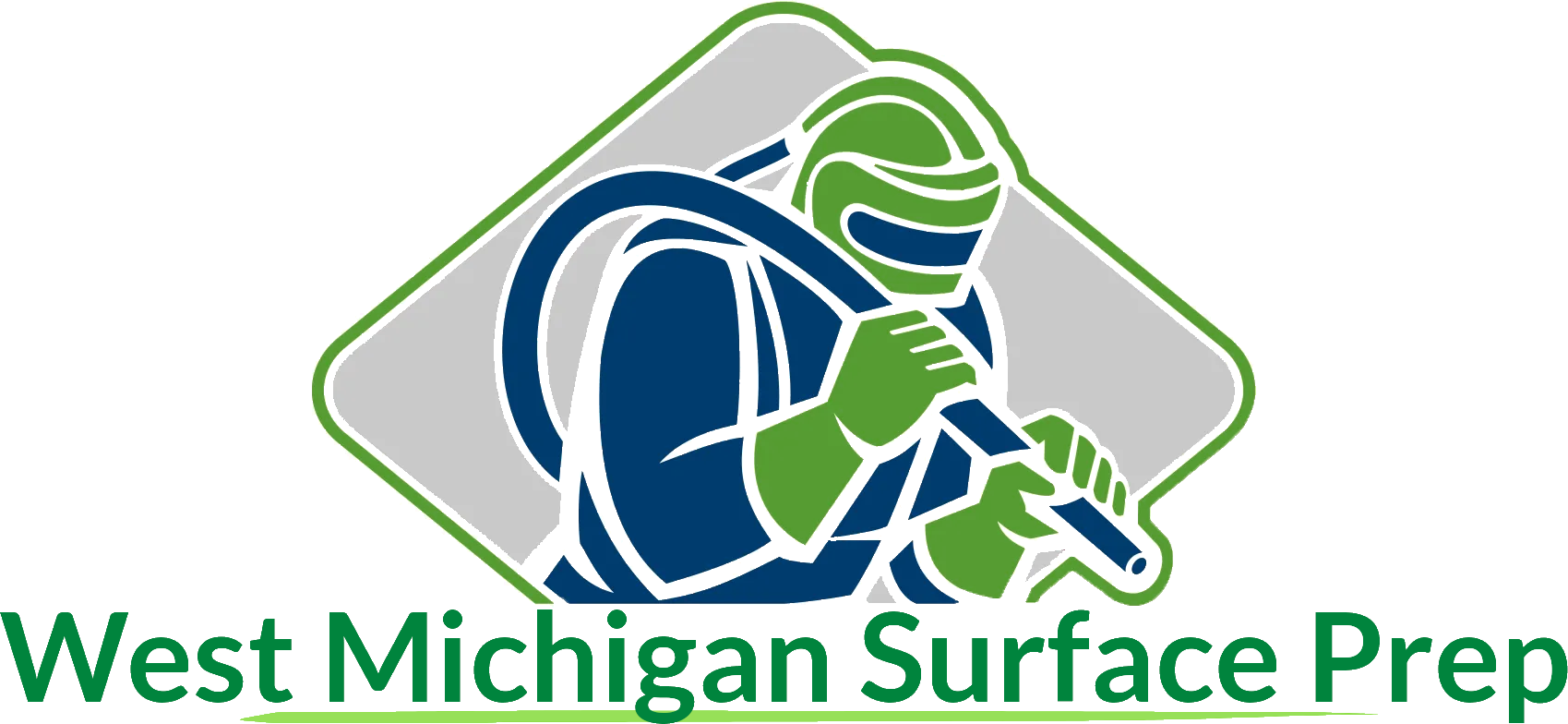 A logo for a company called west michigan surface prep