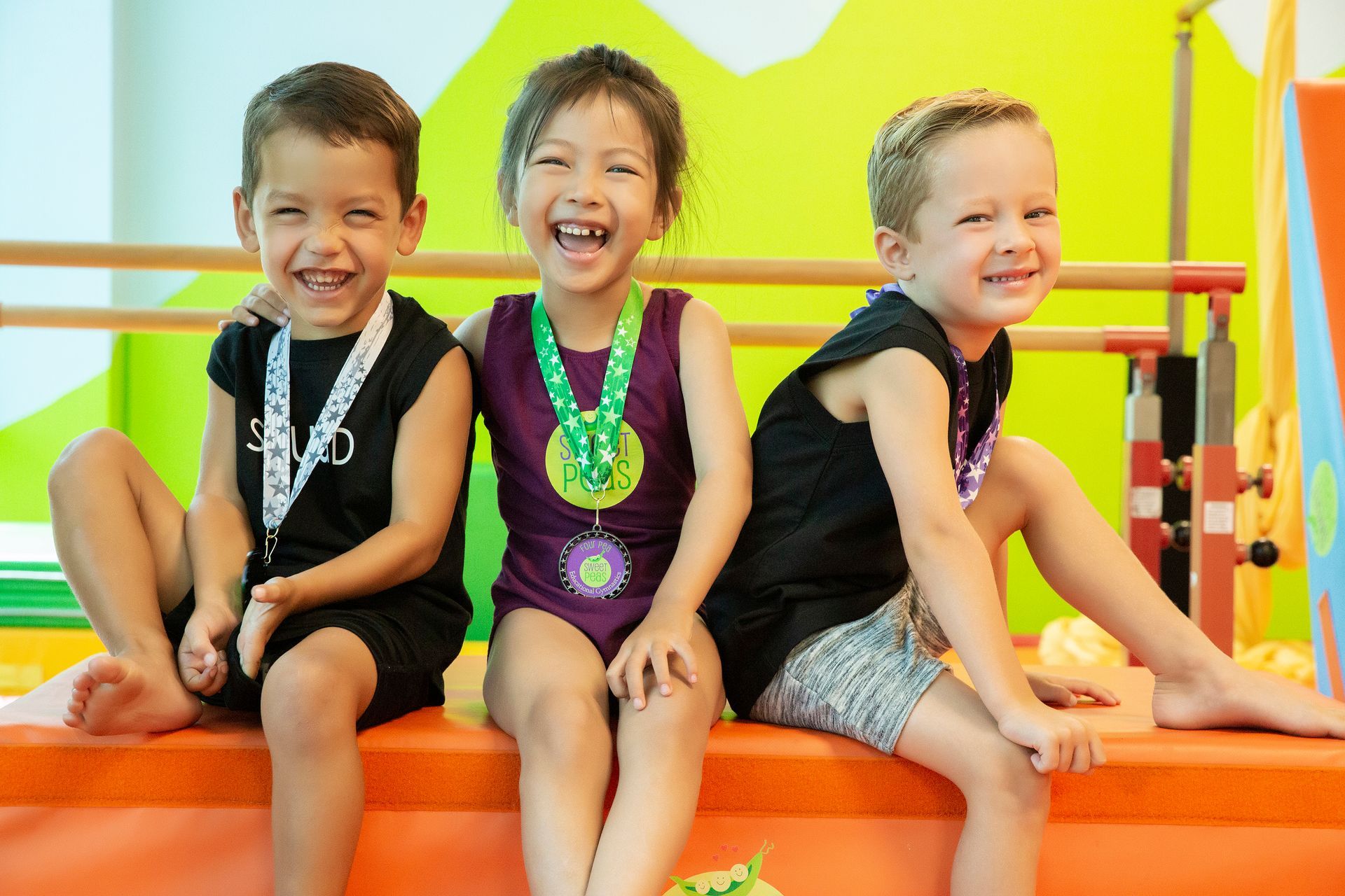 Sweet Peas Gymnasts smiling in Irving Texas