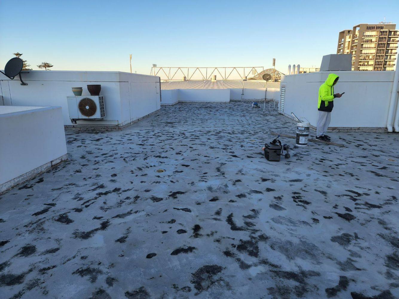 After Applying A Paint On Concrete Floor — Leak Free Waterproofing in Unanderra, NSW