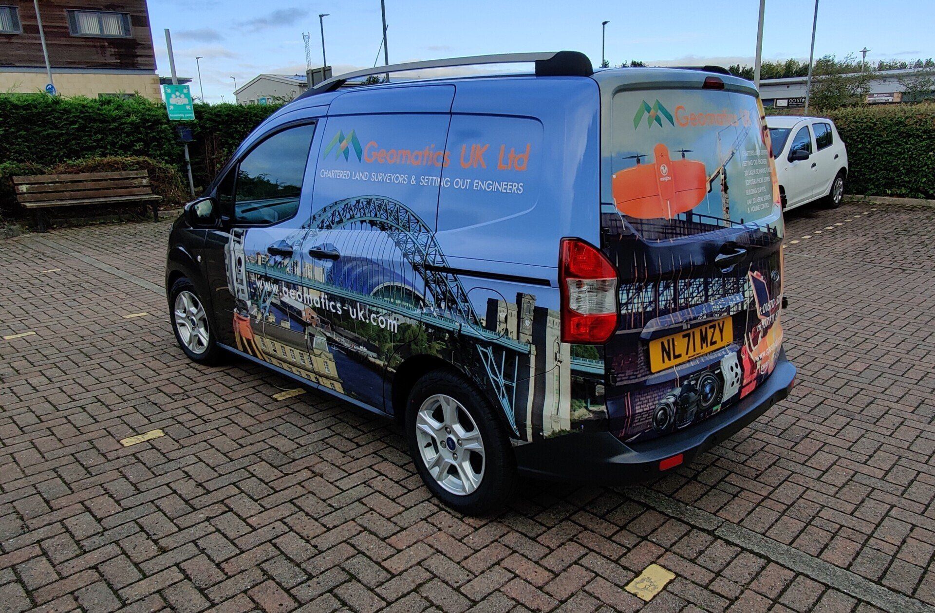 Digitally printed vinyl van wrap Geomatics Ashington