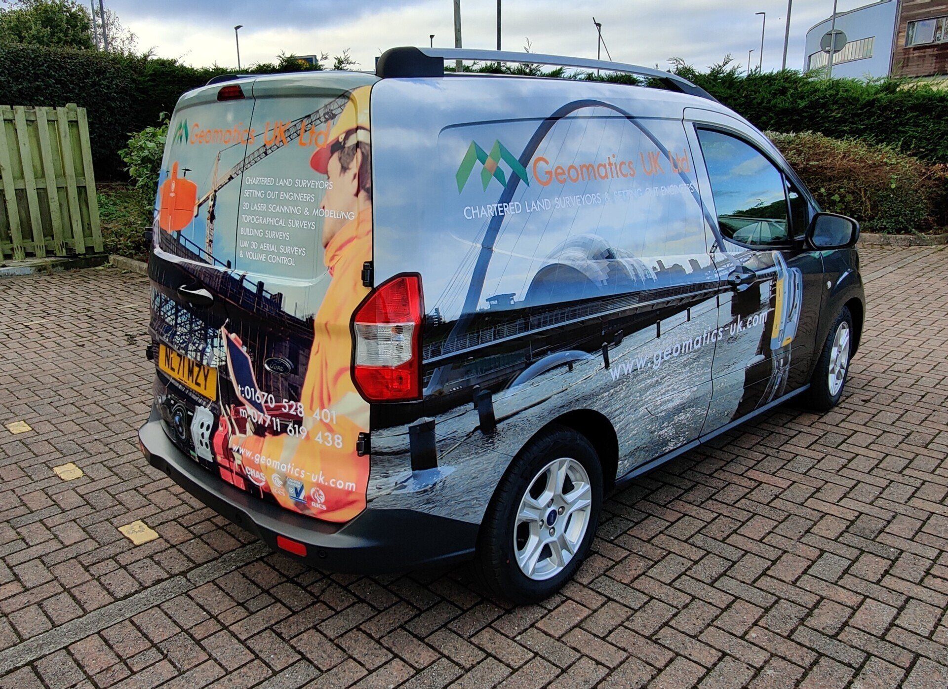 Printed vinyl van wrap Geomatics Ashington Northumberland