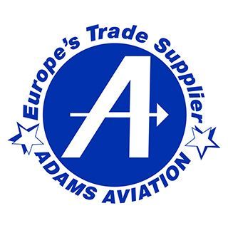 A logo for europe 's trade supplier adams aviation.