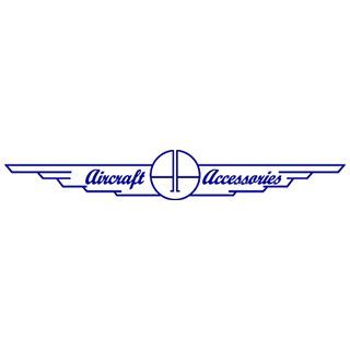 The logo for aircraft accessories is blue and white.