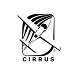 A black and white cirrus logo on a white background.