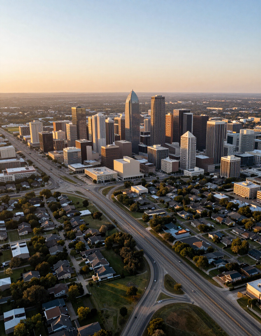 Aerial overview of the North Texas / DFW metroplex region